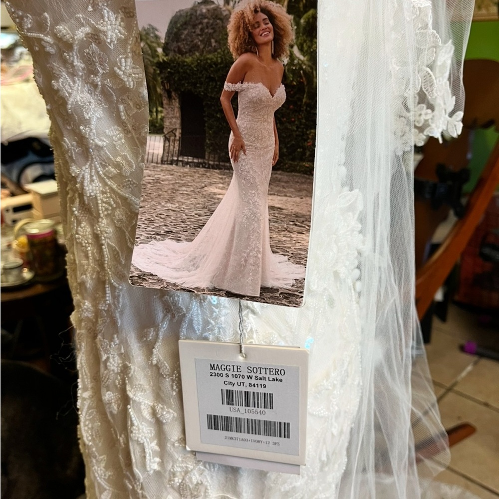 Maggie Sottero Off-Shoulder Lace Wedding Dress